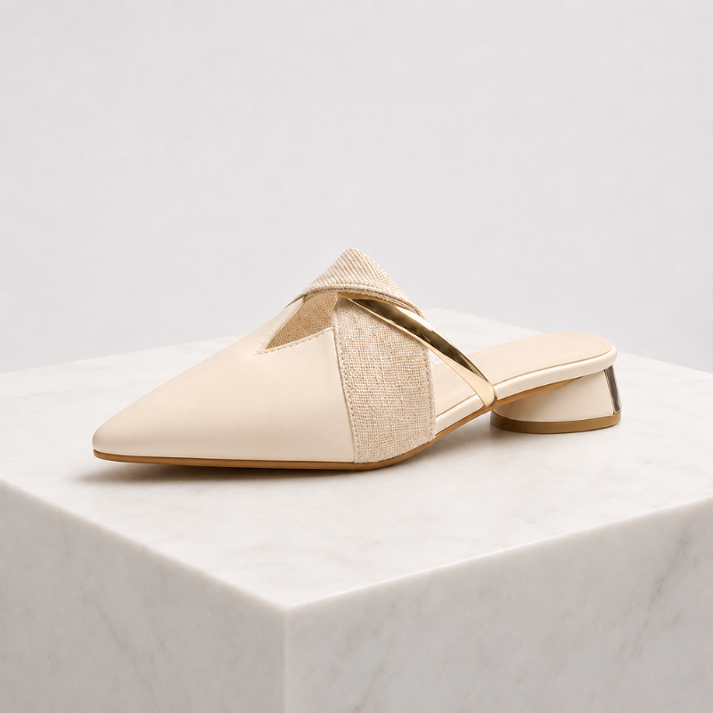 Women's white leather sandals back view — versatile — Evelyn Pointed Toe Mules — Oscar Blackwood