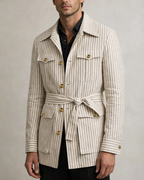 Men's striped jacket back view — outerwear — Leo Vanderbilt Jacket — Oscar Blackwood
