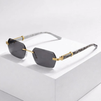 Women's black sunglasses front view — statement — Cassie Rimless Shades — Oscar Blackwood