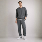 Men's gray cotton pants front view — versatile — Eric Waffle 2 Piece Set — Oscar Blackwood