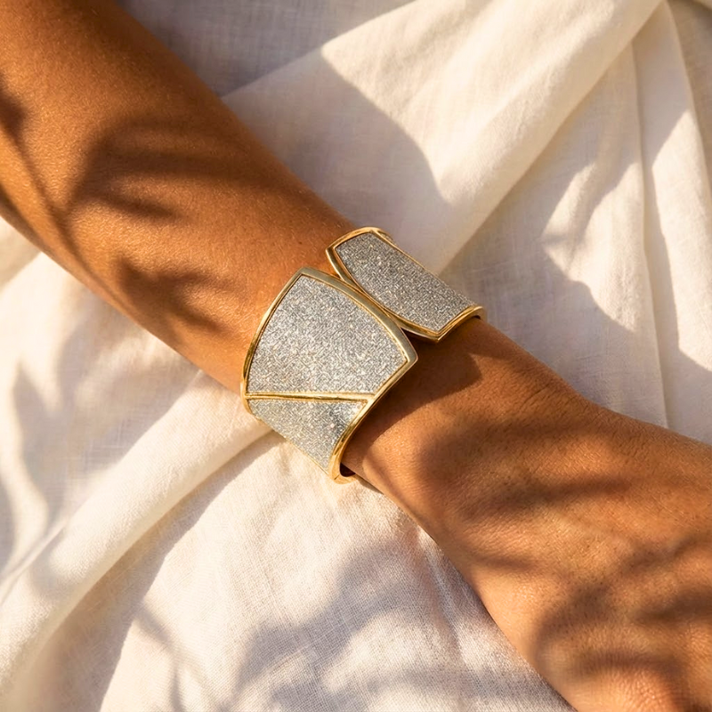 Women's red textured jewelry side view — versatile — Aura Wave Bracelet — Oscar Blackwood