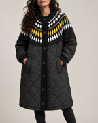 Women's black ribbed jacket back view — outerwear — Elise Padded Coat — Oscar Blackwood