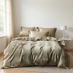 Unisex blue silk bedding alternate angle — versatile — Bloom Silk Bedding Set — Oscar Blackwood