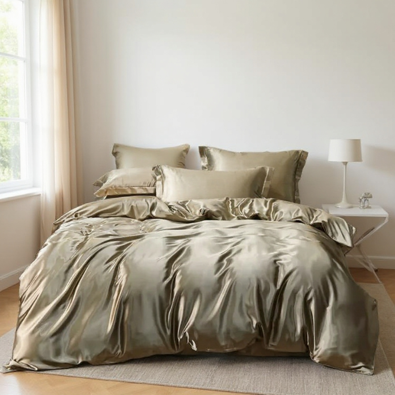 Unisex blue silk bedding alternate angle — versatile — Bloom Silk Bedding Set — Oscar Blackwood