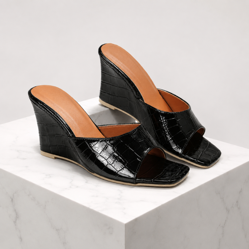 Women's heels front view — elegant — Christina Wedge Sandals for every occasion — Oscar Blackwood
