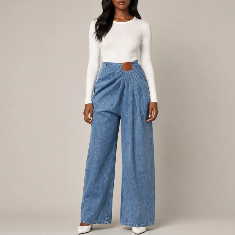 Women's denim jeans front view — casual — Madison Wide Jeans for every occasion — Oscar Blackwood