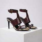 Women's burgundy leather heels front view — elegant — Faith Ankle Strap Heels — Oscar Blackwood