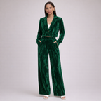 Women's green silk sets front view — versatile — Djuna Velvet 2 Piece Set — Oscar Blackwood