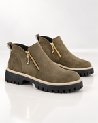 Women's green suede boots alternate angle — rugged — Angelina Ankle Boots — Oscar Blackwood