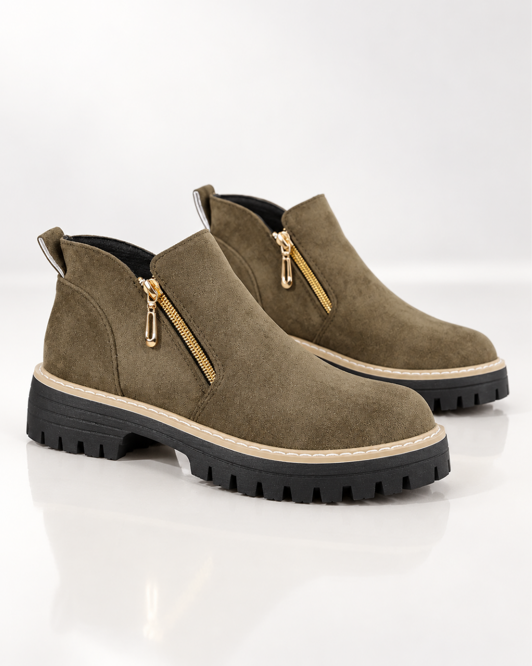Women's green suede boots alternate angle — rugged — Angelina Ankle Boots — Oscar Blackwood
