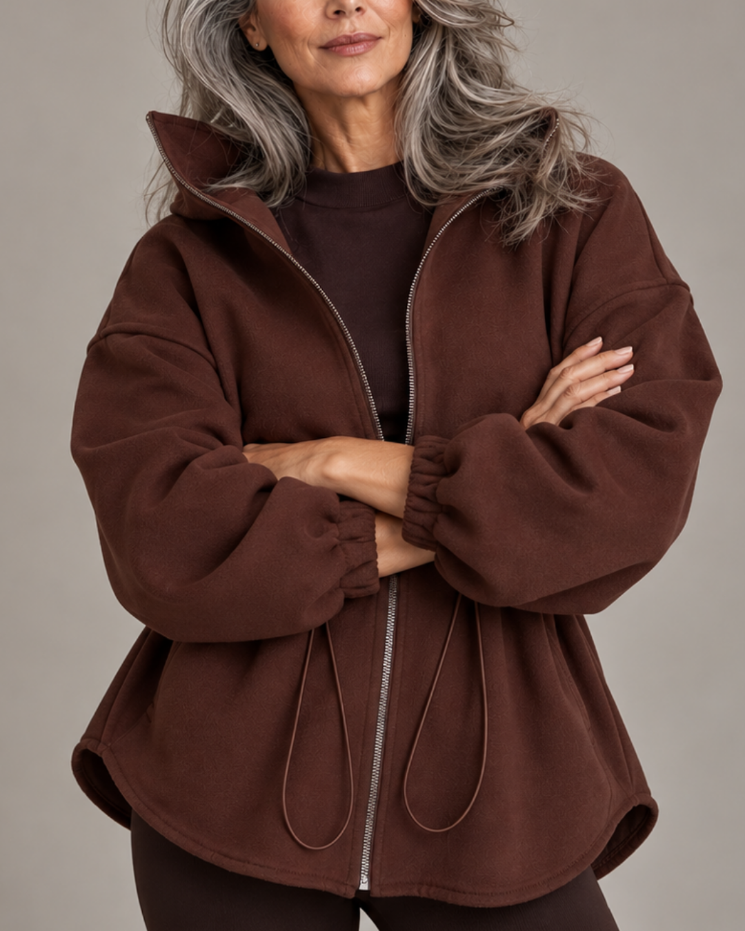 Women's jacket side view — outerwear — Nina Zip Sweatshirt for every occasion — Oscar Blackwood