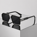 Women's black sunglasses alternate angle — statement — Lennon Retro Aviator Sunglasses — Oscar Blackwood