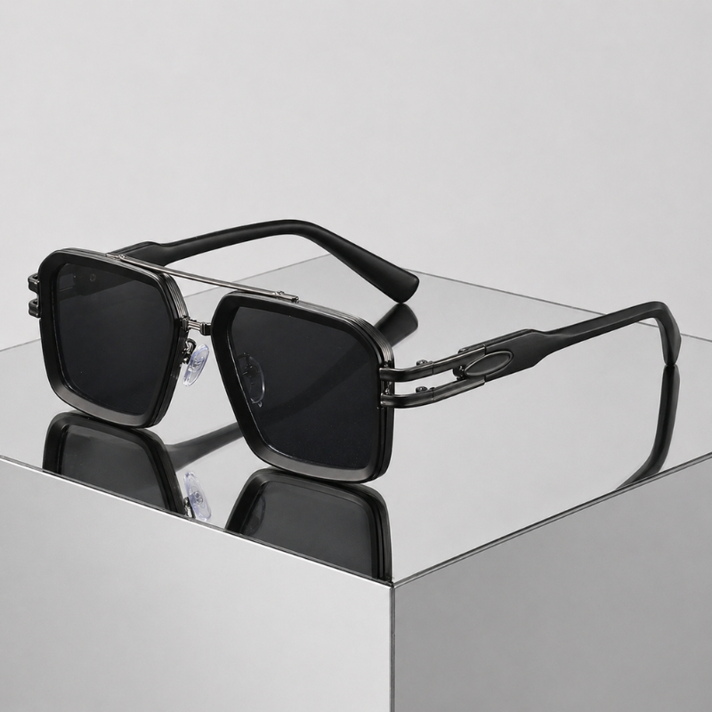 Women's black sunglasses alternate angle — statement — Lennon Retro Aviator Sunglasses — Oscar Blackwood