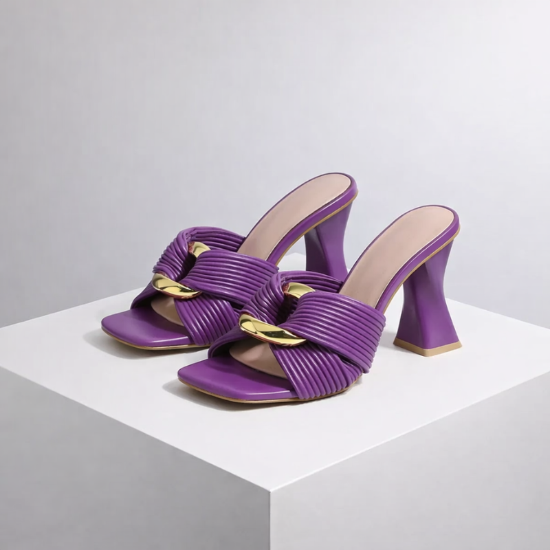 Women's purple heels front view — elegant — Claudia High Heel Sandals — Oscar Blackwood
