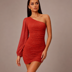 Women's chiffon dress styled look — chic — Jennifer One-Shoulder Dress — Oscar Blackwood