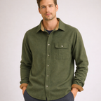 Men's army-green cotton tactical front view — versatile — Tactical Vanderbilt Cotton Shirt — Oscar Blackwood