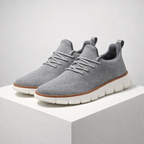Men's gray lace sneakers side view — casual — Ben Breathable Sneakers — Oscar Blackwood