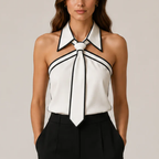 Women's white meryl front view — versatile — Meryl Tie Shirt for every occasion — Oscar Blackwood