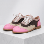 Women's pink lace shoes alternate angle — versatile — Betty Wingtip Oxford Shoes — Oscar Blackwood