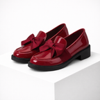 Women's red loafers side view — versatile — Phoebe Bow Loafers — Oscar Blackwood