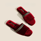 Women's velvet shoes detail view — versatile — Spin-ons Open Toe Slippers — Oscar Blackwood