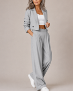 Women's pants back view — versatile — Mancini Pinstripe Set for every occasion — Oscar Blackwood