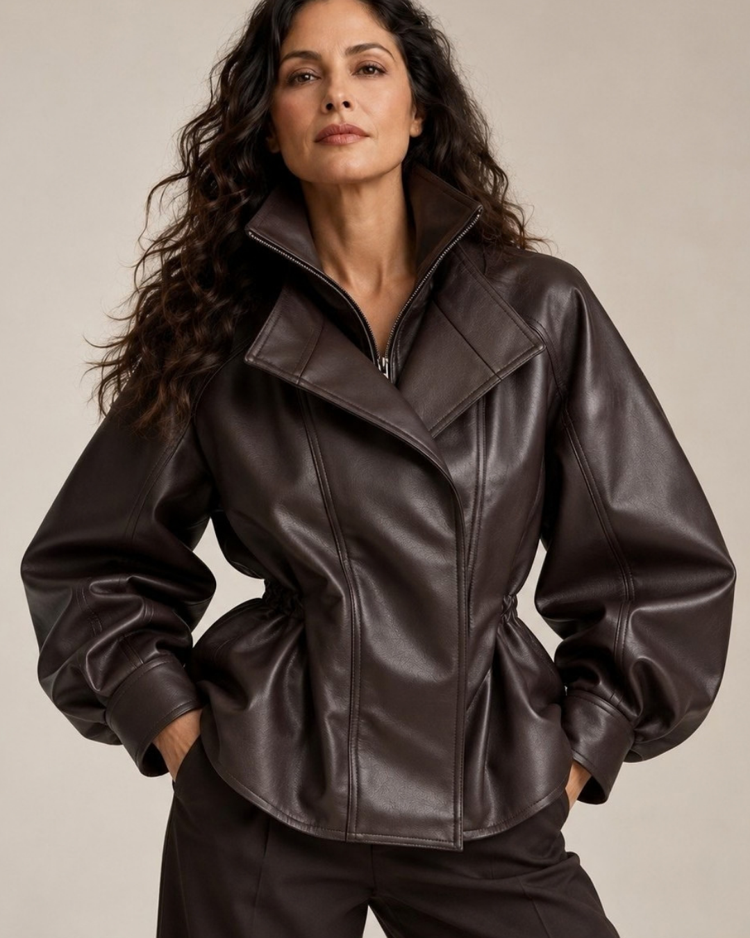 Women's jacket front view — outerwear — Audra Peplum Jacket for every occasion — Oscar Blackwood