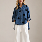 Women's blue muriel side view — versatile — Muriel Polka Dot Shirt — Oscar Blackwood