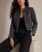 Women's denim jacket alternate angle — outerwear — Alexandra Military Jacket — Oscar Blackwood