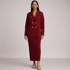 Unisex red ribbed sets front view — versatile — Abigail 2-Piece Set — Oscar Blackwood