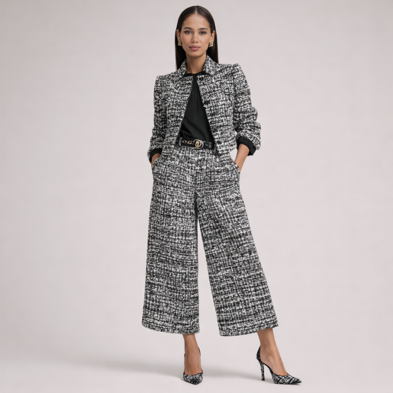 Women's black sets front view — versatile — Amber 2 Pieces Set — Oscar Blackwood