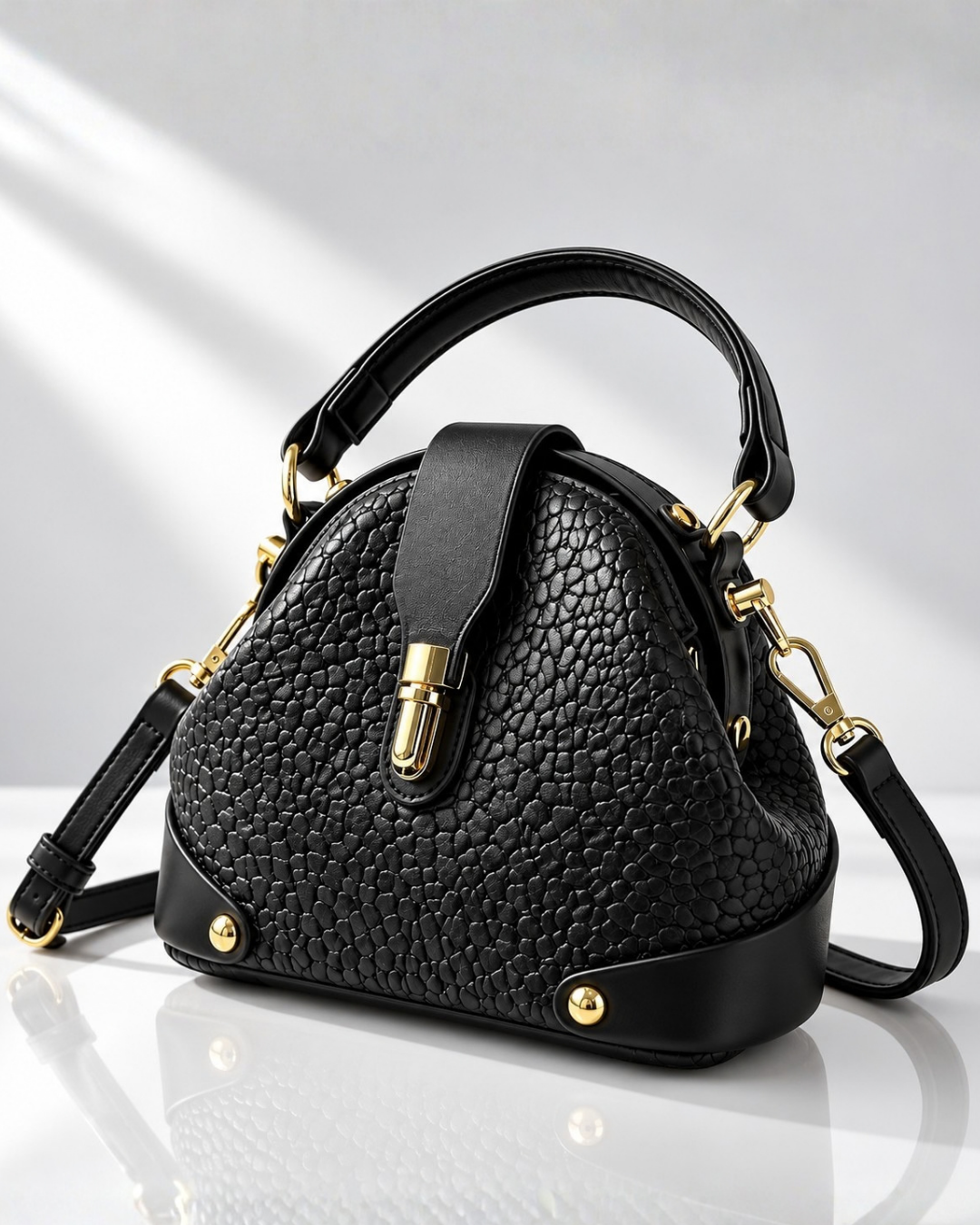 Women's black bag back view — everyday — Frances Croc Crossbody Bag — Oscar Blackwood