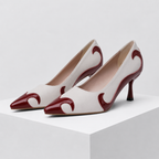 Women's red shoes alternate angle — versatile — Adelaide Pointed Toe Pumps — Oscar Blackwood