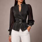 Women's black denim dea alternate angle — versatile — Dea Medina Summer Top — Oscar Blackwood
