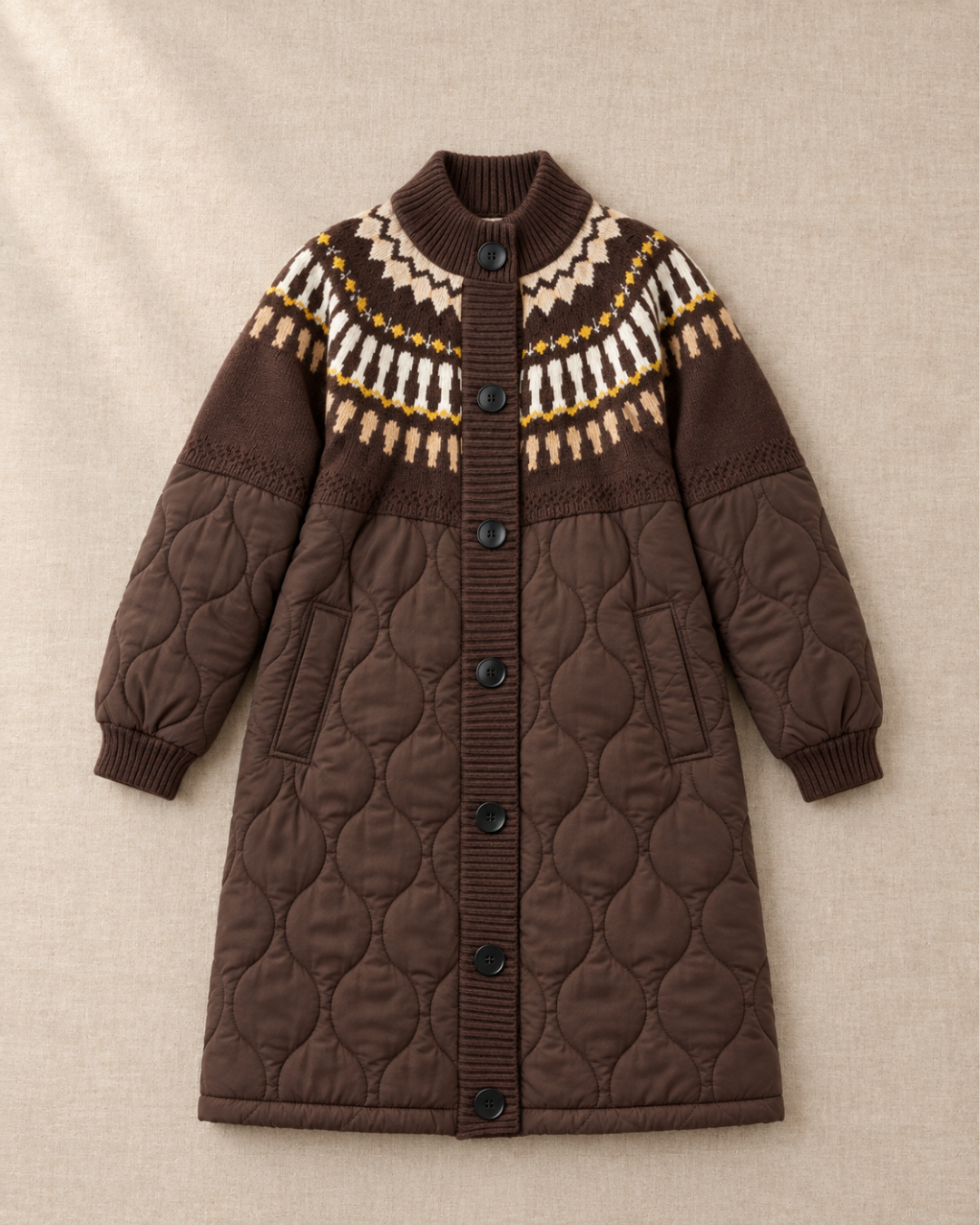Women's ribbed jacket styled look — outerwear — Elise Padded Coat — Oscar Blackwood