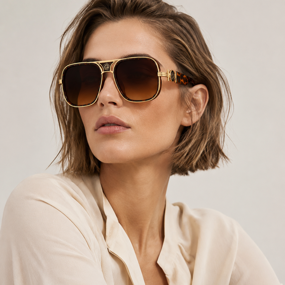 Women's floral sunglasses side view — statement — Deidra Aviator Sunglasses — Oscar Blackwood