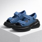 Women's blue sandals alternate angle — versatile — Lizzie Chunky Sandals — Oscar Blackwood