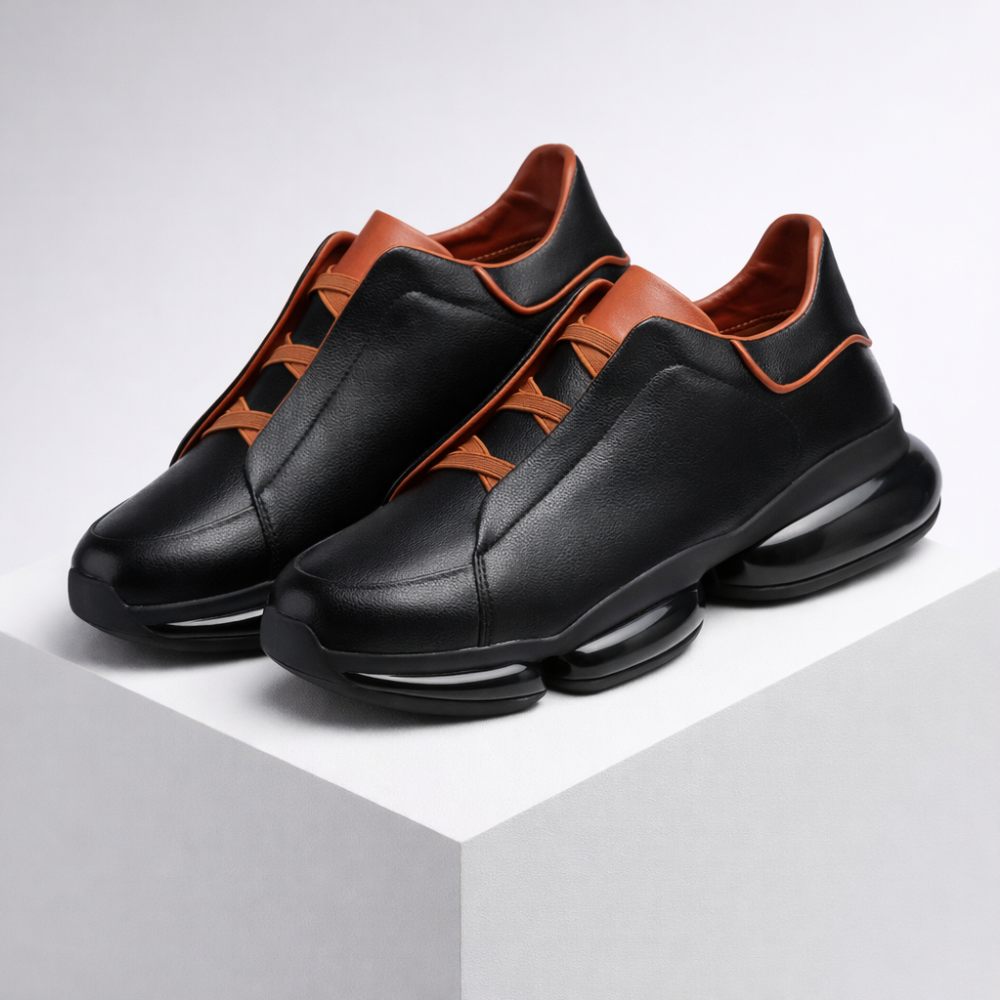 Men's black lace sneakers front view — casual — Alpha Dan 6 Shoes — Oscar Blackwood