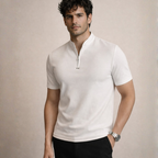 Men's white cotton noah back view — versatile — Noah Stand Collar T-Shirt — Oscar Blackwood