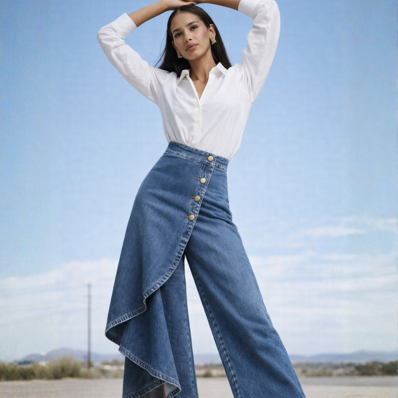 Women's lace skirt back view — chic — Becca Denim Skirt Pants for every occasion — Oscar Blackwood