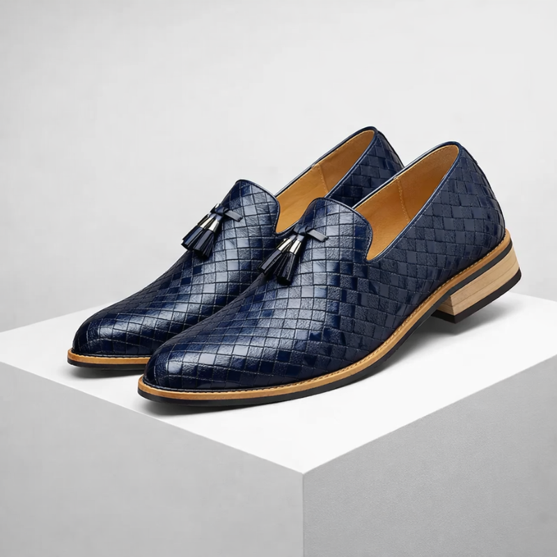 Men's woven loafers color detail — versatile — Ludo Weave Leather Loafers — Oscar Blackwood