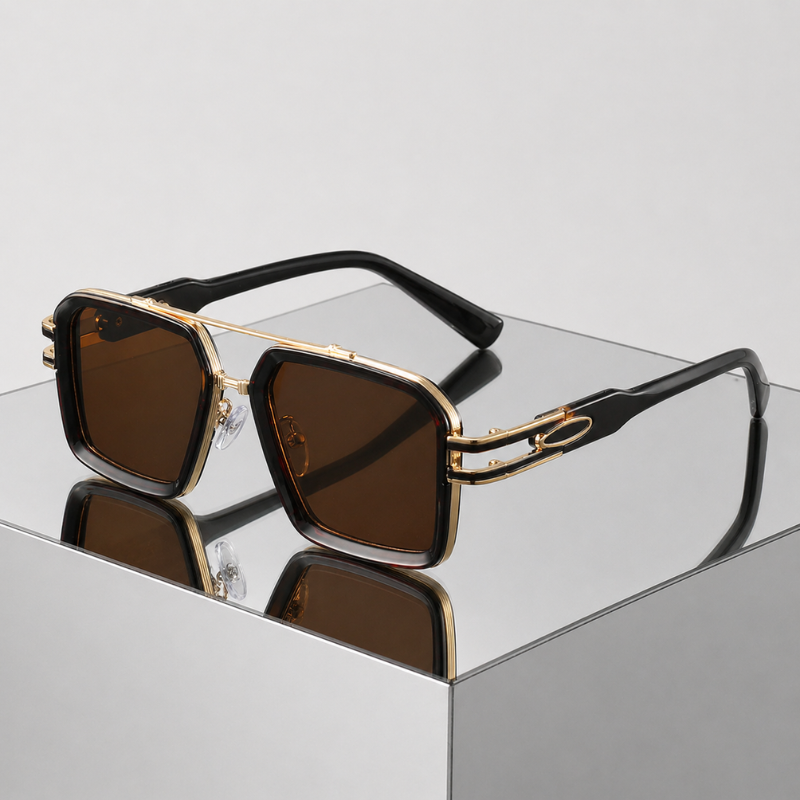 Women's gold sunglasses back view — statement — Lennon Retro Aviator Sunglasses — Oscar Blackwood