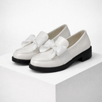 Women's white loafers color detail — versatile — Phoebe Bow Loafers — Oscar Blackwood