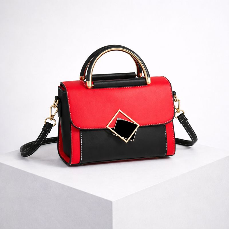 Women's red geometric bag front view — everyday — Paige Shoulder Bag — Oscar Blackwood