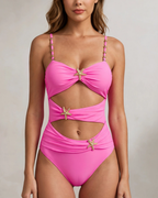 Women's pink estelle back view — summer — Estelle One-Piece Swimsuit — Oscar Blackwood
