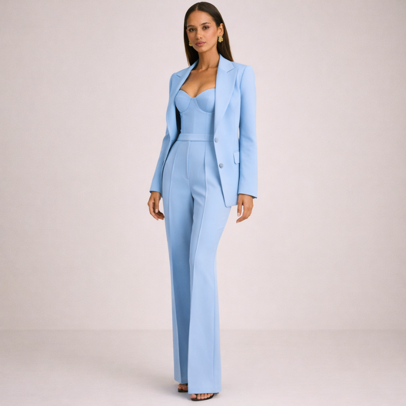 Unisex blue sets front view — versatile — Alana 3 Pieces Set for every occasion — Oscar Blackwood