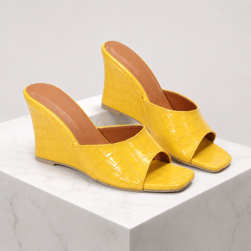 Women's heels back view — elegant — Christina Wedge Sandals for every occasion — Oscar Blackwood