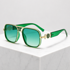 Women's green floral sunglasses back view — statement — Deidra Aviator Sunglasses — Oscar Blackwood