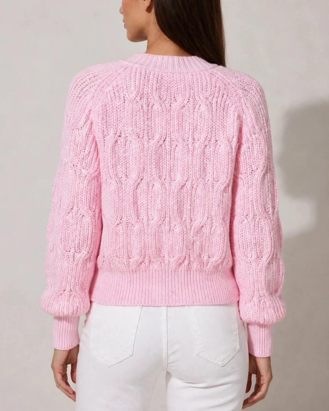 Women's ribbed cardigan detail view — cozy — Romina Bow Knit Cardigan — Oscar Blackwood