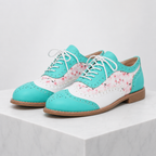 Women's turquoise lace shoes back view — versatile — Betty Wingtip Oxford Shoes — Oscar Blackwood